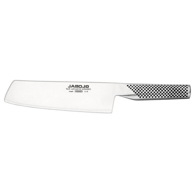 Global Knives Vegetable Nakiri Knife G-5, 18cm, ideal for precise vegetable chopping, crafted from durable CROMOVA 18 stainless steel.