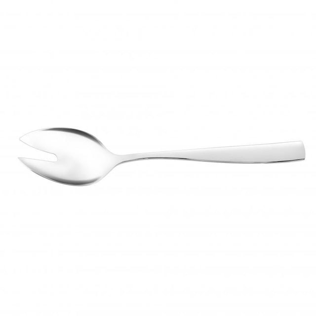 Elegant Wilkie Brothers Hartford Serving Fork made of 18/10 stainless steel with a polished finish for sophisticated dining.