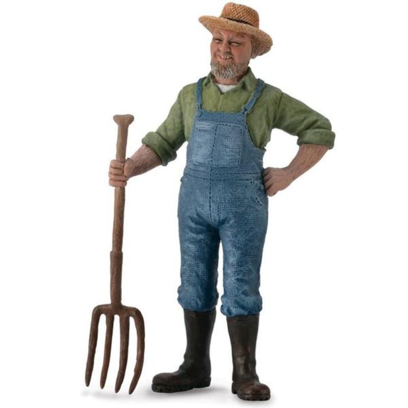 Detailed hand-painted CollectA Farmer figure, 4.3 x 8.8 cm, safe for kids, ideal for imaginative play and education.