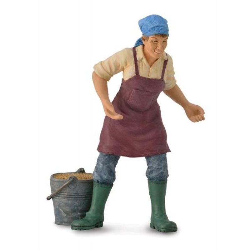 Hand-painted CollectA Female Farmer figurine, ideal for imaginative play, showcasing a farmer's role in agriculture.