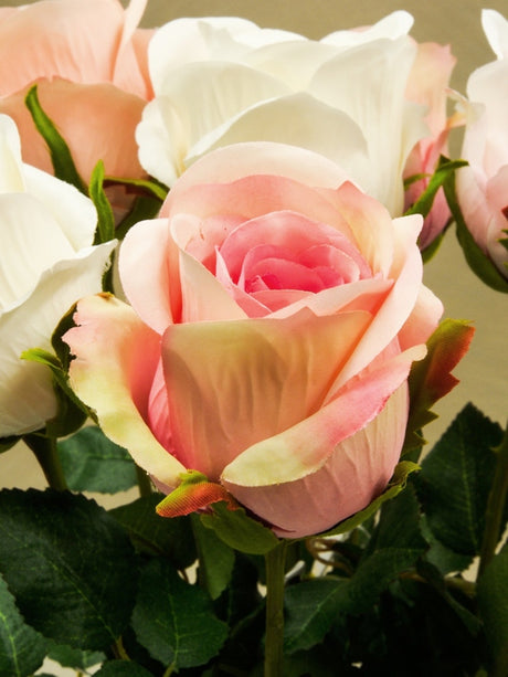 Lifelike pink silk rosebud flower stem, 55cm long, perfect for centerpieces and everlasting floral decor.