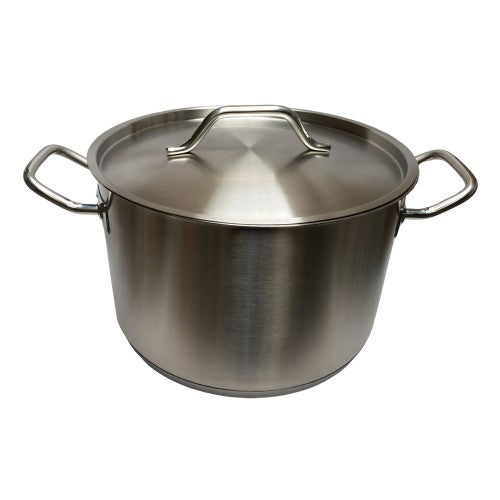 Stainless steel deep cookpot with lid, 11L capacity, 28cm diameter, perfect for soups and stews, ideal for any home chef.