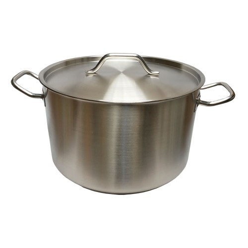 Stainless steel 16L deep cookpot with lid, 32cm diameter, 20cm height, ideal for soups and stews on any stovetop.