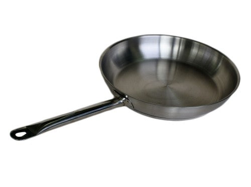 32cm stainless steel frypan with a 5mm base, ergonomic handles, and stylish design, perfect for various cooking methods.