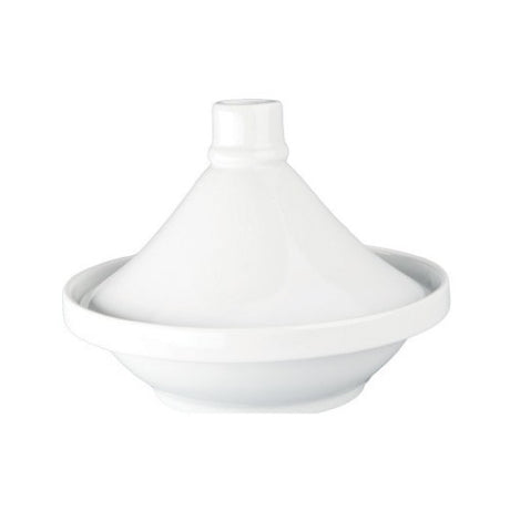 Elegant white 700ml tagine designed for cooking and serving, perfect for Moroccan dishes and stylish gatherings.