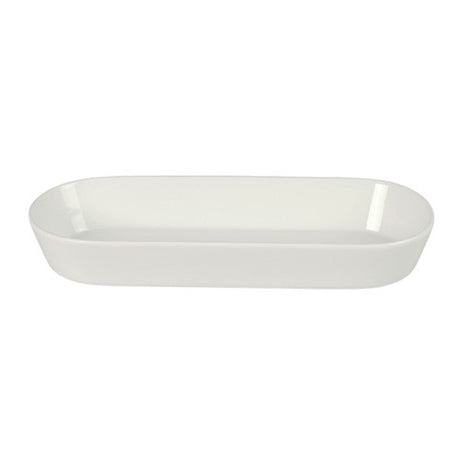 Stylish BIA Oslo Oblong Baker in porcelain, 30x12x4.5cm, perfect for baking lasagna or roasting, with elegant triple-glazed finish.