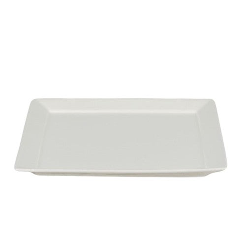 Small square platter (13x13x1cm) made of durable stoneware and porcelain, ideal for serving appetizers and desserts elegantly.