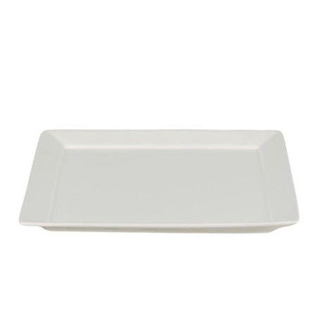 Small square platter (13x13x1cm) made of durable stoneware and porcelain, ideal for serving appetizers and desserts elegantly.