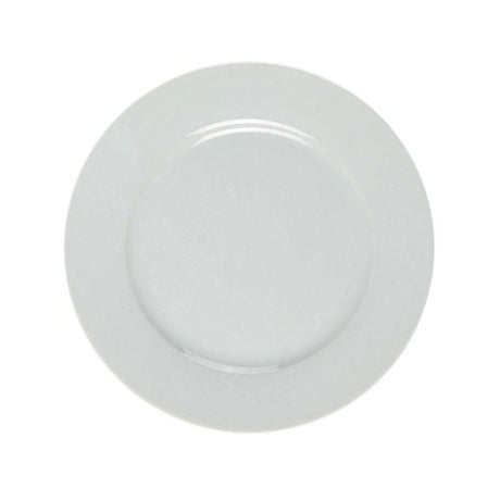 Elegant 23cm White Rimmed Entree Plate, perfect for serving appetizers or main courses, crafted from durable porcelain.