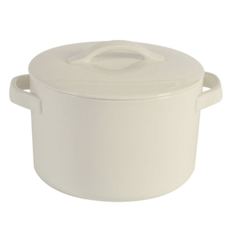 Elegant stoneware casserole with lid, measuring 22x17.9x14.5cm, perfect for baking and serving a variety of dishes.