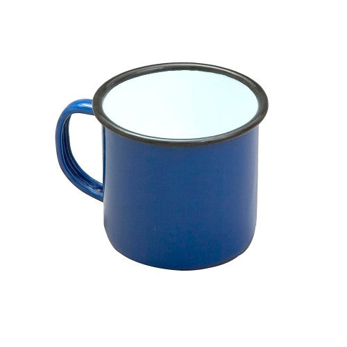 Vintage blue Falcon enamel mug, 284ml capacity, durable, classic design for hot beverages, perfect for indoor or outdoor use.