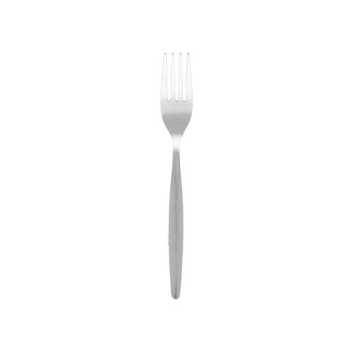 Set of 12 durable 18/0 stainless steel table forks, 197mm long, lightweight, stackable, perfect for dining and catering.