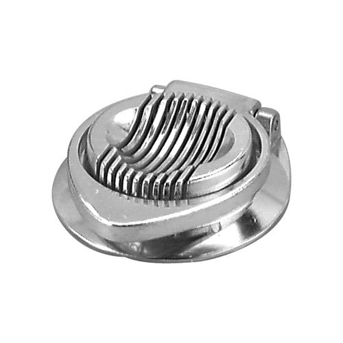 Stainless steel wire egg slicer for precise, uniform slices of hard-boiled eggs, perfect for salads and garnishes.