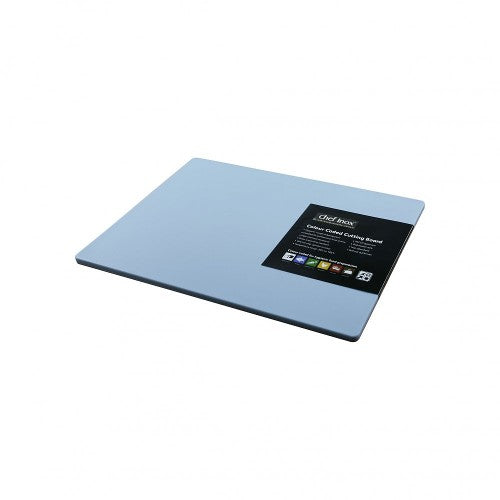 Blue polypropylene cutting board, 380x510x12mm, heavy-duty, non-porous, durable, perfect for food prep and hygiene.