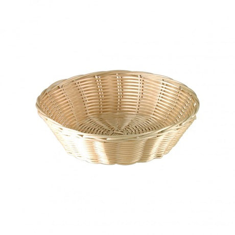 Elegant oval polypropylene bread basket, 23 cm, microwave-safe for serving warm rolls and loaves at any dining occasion.