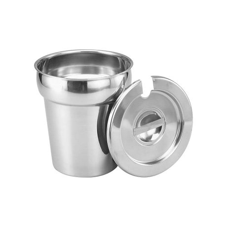 Stainless steel 4LTR steam can for keeping food hot, with 166mm diameter and 204mm height, perfect for commercial kitchens.