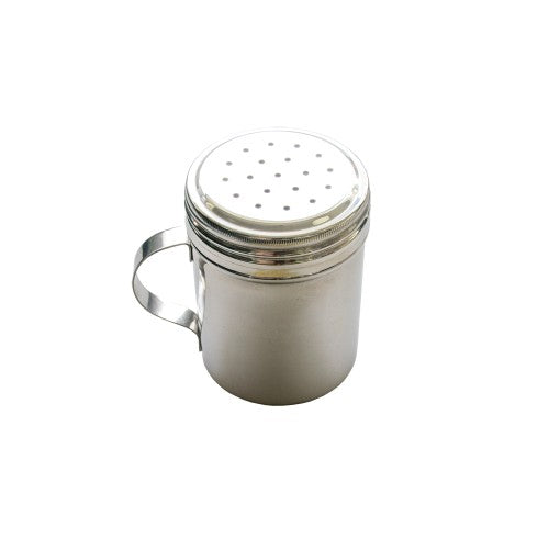 Salt dredge with ergonomic handle, 285ml, crafted from durable stainless steel for precise seasoning in the kitchen.