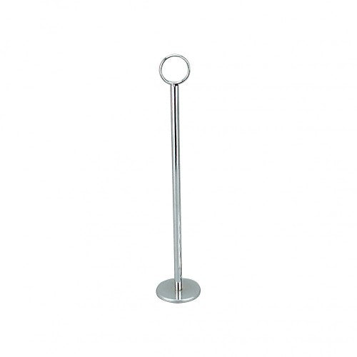 Elegant chrome table number stand, 45cm tall, perfect for restaurants and events, enhancing organization and aesthetics.