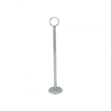 Elegant chrome table number stand, 45cm tall, perfect for restaurants and events, enhancing organization and aesthetics.