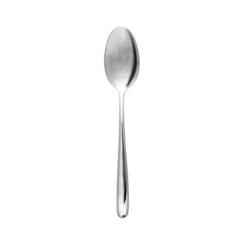 Elegant Aero Dawn dessert spoons in a set of 12, crafted from durable 18/10 stainless steel with a glossy finish.