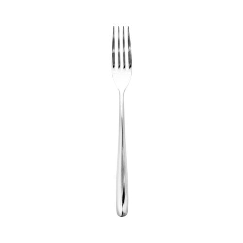 Set of 12 Aero Dawn table forks in polished stainless steel, featuring elegant design and comfortable grip for any dining occasion.