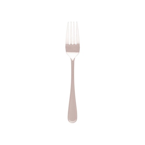 Set of 12 elegant Melrose dessert forks in 18/0 stainless steel, 185mm long, with a sleek mirror finish and comfortable grip.