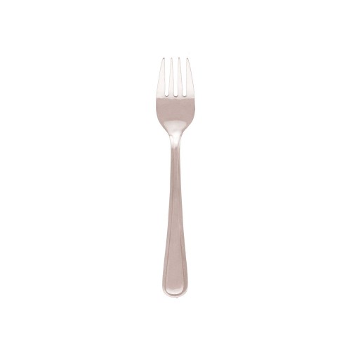 Set of 12 Melrose Fruit Forks in stainless steel, 138mm long, featuring a mirror finish and elegant handle design for stylish dining.