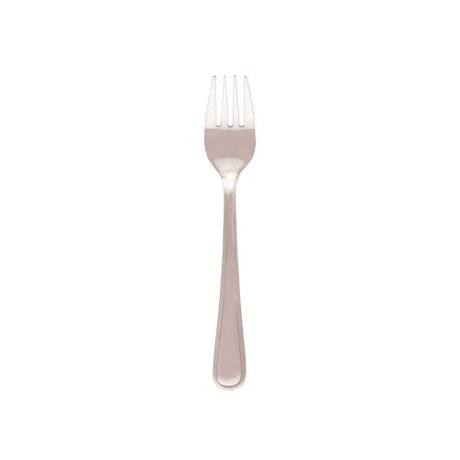 Set of 12 Melrose Fruit Forks in stainless steel, 138mm long, featuring a mirror finish and elegant handle design for stylish dining.