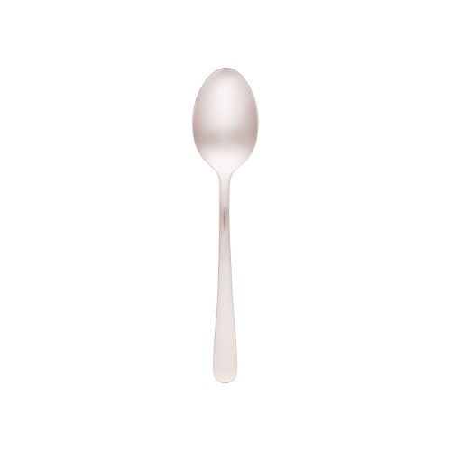 Set of 12 Luxor dessert spoons, 183mm in 18/0 stainless steel with polished mirror finish, ideal for elegant dining experiences.