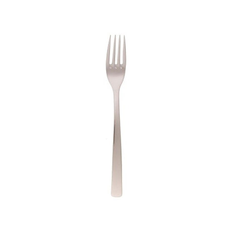 Set of 12 Amalfi Dessert Forks in premium stainless steel, featuring a mirror finish for elegant dining experiences.