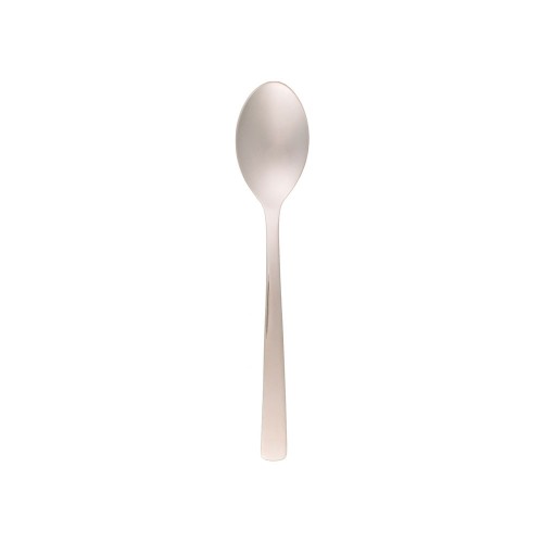 Set of 12 Amalfi dessert spoons in 18/10 stainless steel with elegant design and ergonomic grip for enjoying desserts.