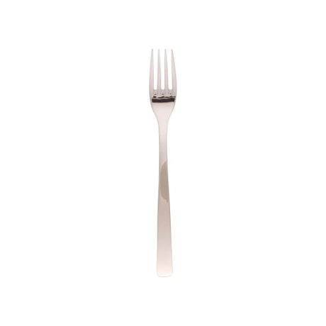 Set of 12 Amalfi table forks in premium stainless steel, featuring a sleek mirror finish and elegant design for dining occasions.