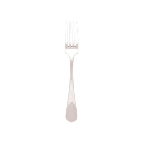 Set of 12 Gable dessert forks in 18/10 stainless steel with elegant teardrop handles and mirror finish, perfect for desserts.