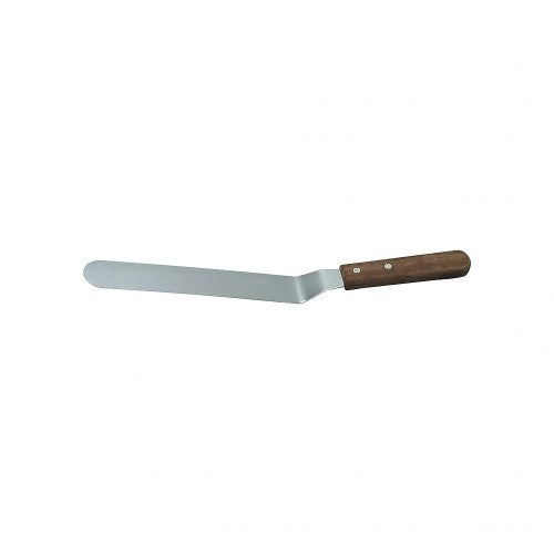 15cm cranked spatula with stainless steel blade and wooden handle, ideal for flipping and sautéing in the kitchen.