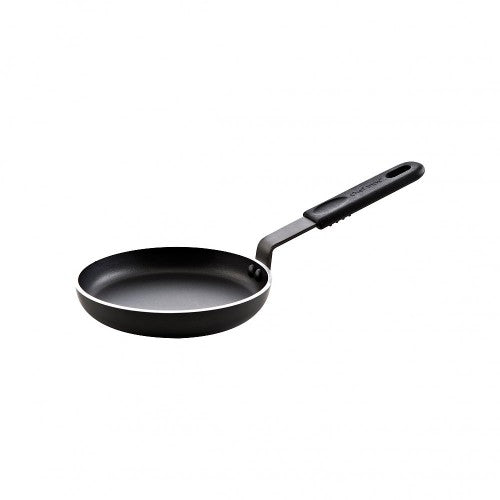 Non-stick 12cm Blinis Pan with Ezigrip handle for easy food release and cleaning, ideal for pancakes and delicate recipes.