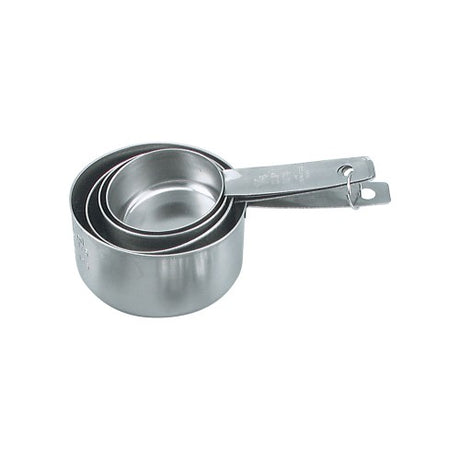 Tablekraft 4pc Measuring Set in stainless steel, includes 1/4, 1/3, 1/2, and 1 Cup sizes for precise cooking and baking.