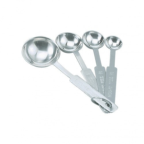 Set of 4 durable measuring spoons for accurate cooking and baking, includes 1/4 tsp, 1/2 tsp, 1 tsp, and 1 tbsp sizes.