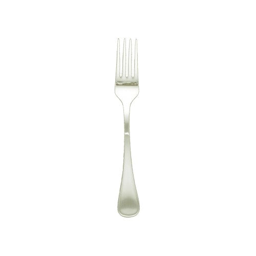 Set of 12 elegant dessert forks made from 18/10 stainless steel, featuring a mirror finish and comfortable satin handle.