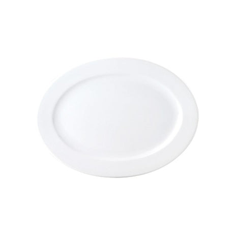 Elegant 20cm Royal Porcelain Oval Platter, Chelsea Rim design, perfect for serving appetizers and desserts with style.