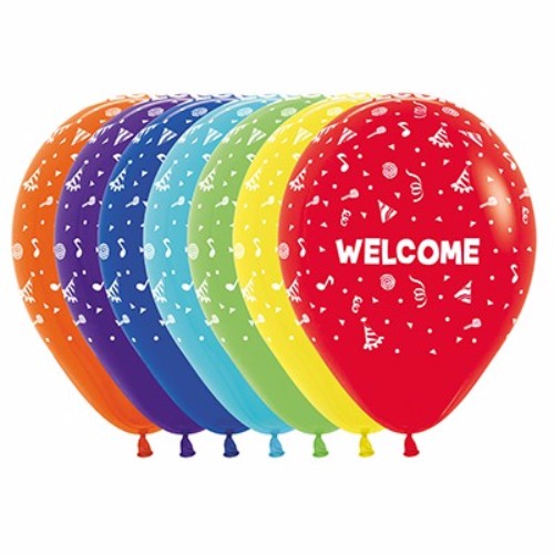 Colorful 30cm latex balloons in assorted prints, perfect for festive celebrations and party decor, pack of 12.