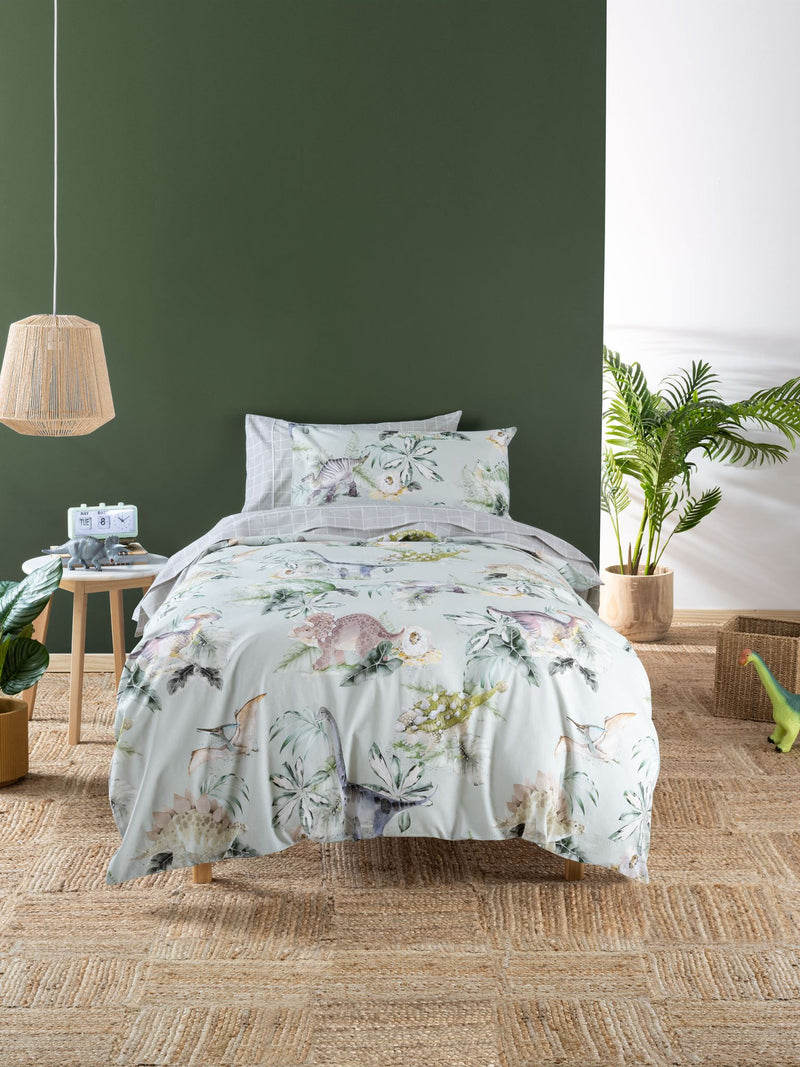 Single Duvet Cover - Set - Dino Jungle Set by Squiggles