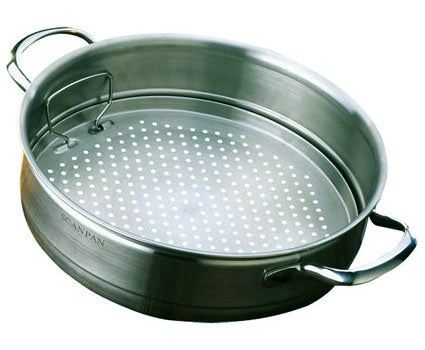 Scanpan Classic 10.25" Stack 'N' Steam Insert for healthy cooking, featuring stackable design for multiple foods and easy serving.