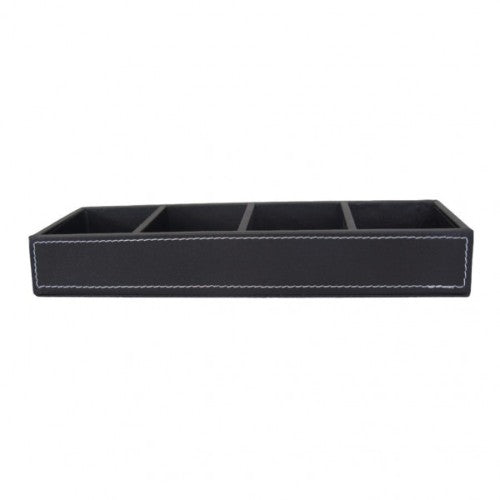 Black Leather 4 Comp. Display Tray