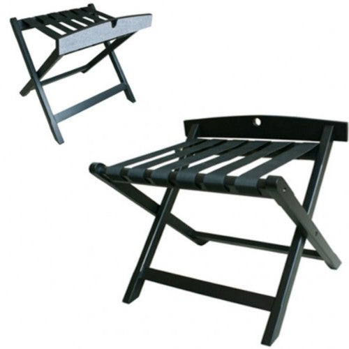 Black Wooden Luggage Rack - With Back