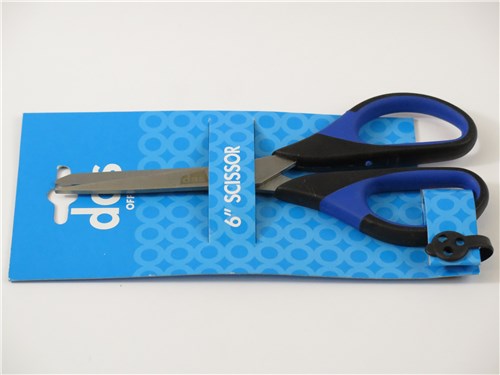 Kids 8" soft-grip scissors in blue, designed for safety and comfort, ideal for children’s crafts and school projects.