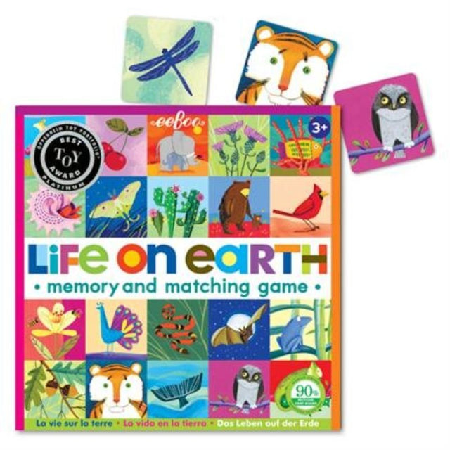 Colorful memory game featuring 24 pairs of nature-themed tiles, promoting memory skills for children aged 3 and up.