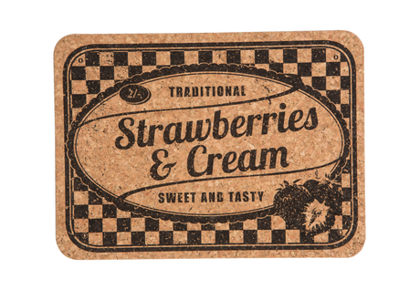 Set of 2 cork tablemats featuring Strawberries & Cream and Apple Pie & Ice Cream designs, perfect for home dining decor.