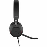 Jabra Evolve2 40 SE wired stereo headset with noise-canceling mic, plush ear cushions, and USB Type A for clear audio and comfort.