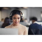 Jabra Evolve2 40 SE wired headset with USB Type A, stereo sound, noise-canceling mic, and plush ear cushions for comfort.