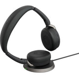 Jabra EVOLVE2 65 FLEX Wireless Headset in black, featuring ANC, Bluetooth 5.2, and a foldable design for ultimate convenience.